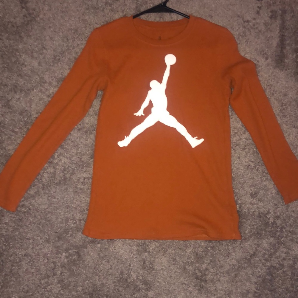 Rusty orange air Jordan shirt, thermal textured